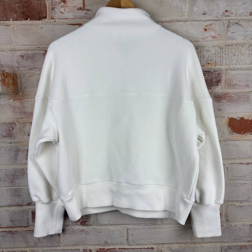 Varley Acadia Half Zip Ivory Ribbed Ottoman Pullover Kangaroo Pocket S - Picture 3 of 11